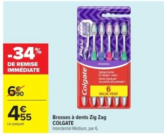 Brosses à dents Zig Zag COLGATE Interdental Médium, par 6