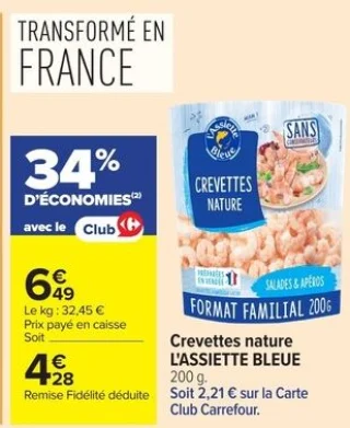 Crevettes nature L'ASSIETTE BLEUE