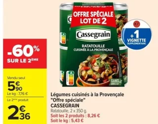 Légumes cuisinés à la Provençale "Offre spéciale" CASSEGRAIN Ratatouille