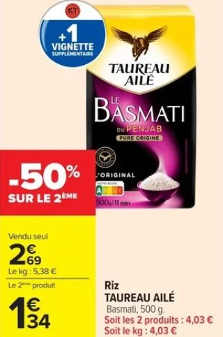 Riz Basmati TAUREAU AILÉ