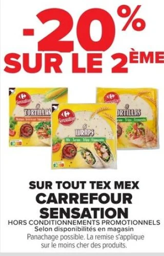 Sur tout Tex Mex Carrefour Sensation (Tortillas, Wraps...)