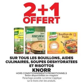Sur tous les bouillons, aides culinaires, soupes déshydratées et risottos Knorr