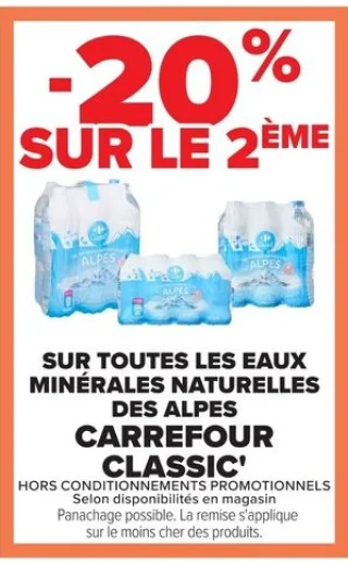 Eaux minérales naturelles des Alpes Carrefour Classic'