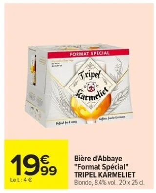 Bière d'Abbaye "Format Spécial" TRIPEL KARMELIET