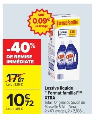 Lessive liquide "Format familial" XTRA