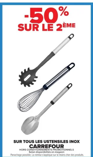 Ustensiles de cuisine en inox Carrefour