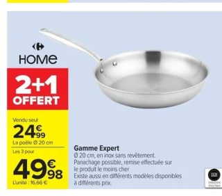 Poêle en inox sans revêtement Gamme Expert Home