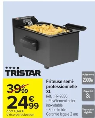 Friteuse semi-professionnelle 3L Tristar FR-9336