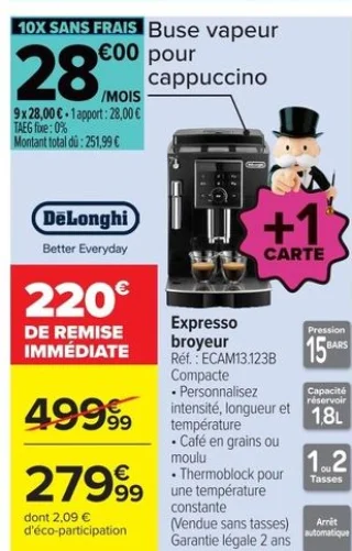 Expresso broyeur DeLonghi ECAM13.123B
