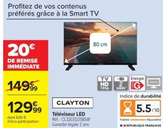 Téléviseur LED Clayton Réf. : CL32LED25BSW