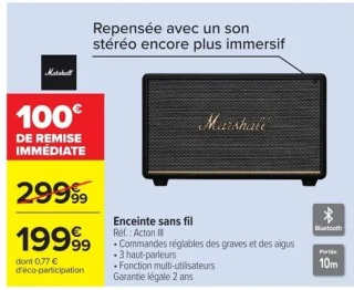 Enceinte sans fil Marshall Réf. : Acton III