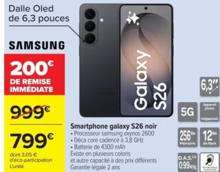 Smartphone galaxy S26 noir