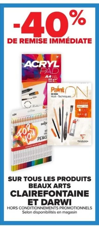 Tous les produits beaux arts Clairefontaine et Darwi