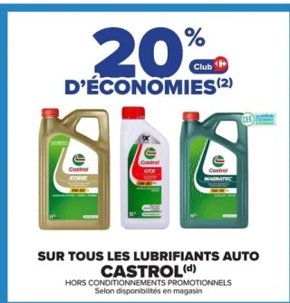 Sur tous les lubrifiants auto Castrol
