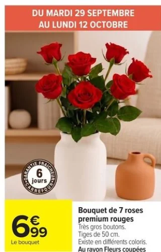Bouquet de 7 roses premium rouges