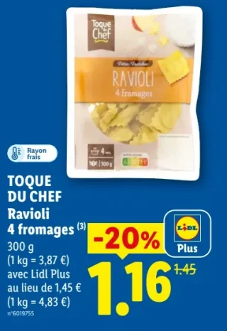 TOQUE DU CHEF Ravioli 4 fromages
