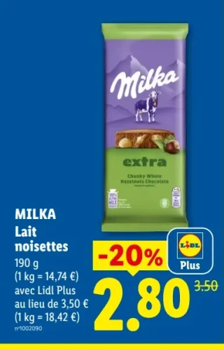 MILKA Lait noisettes