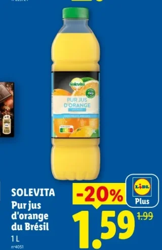 Solevita Pur jus d'orange du Brésil