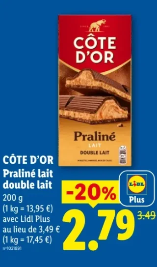 Côte d'Or Praliné lait double lait