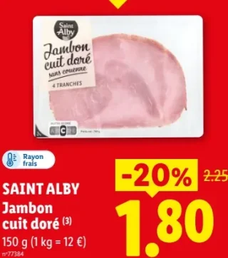Saint Alby Jambon cuit doré