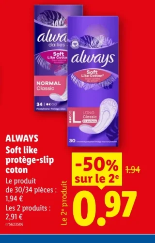 ALWAYS Soft like protège-slip coton