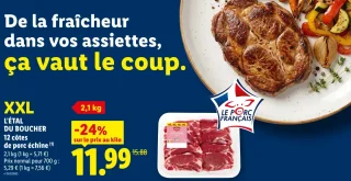 L'ÉTAL DU BOUCHER 12 côtes de porc échine