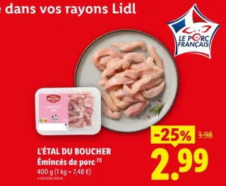 L'Étal du Boucher Émincés de porc