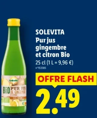 Solevita Pur jus gingembre et citron Bio