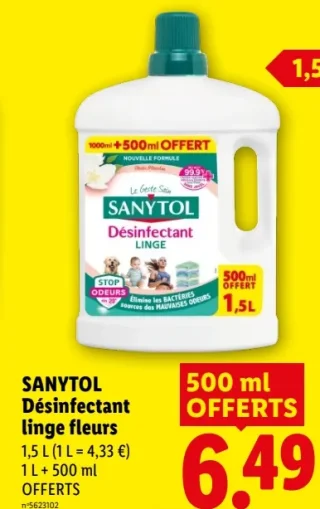SANYTOL Désinfectant linge fleurs