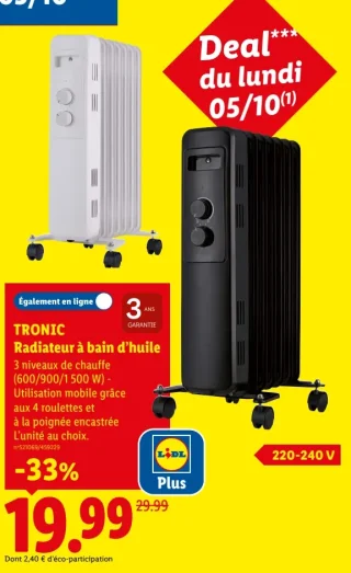 TRONIC Radiateur à bain d'huile