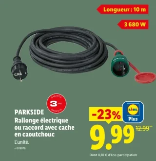 PARKSIDE Rallonge électrique ou raccord avec cache en caoutchouc