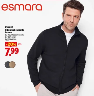 ESMARA Gilet zippé en maille homme