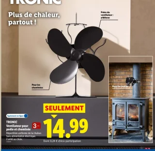 TRONIC Ventilateur pour poêle et cheminée