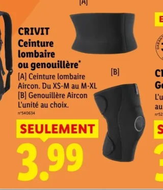 CRIVIT Ceinture lombaire ou genouillère