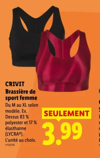 CRIVIT Brassière de sport femme