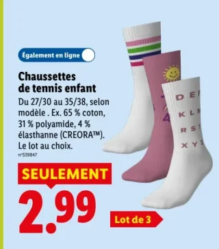 Chaussettes de tennis enfant