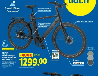 CRIVIT Vélo électrique urbain à courroie Belt Drive X.3