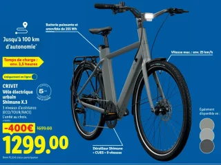 CRIVIT Vélo électrique urbain Shimano X.3
