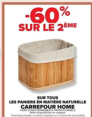 Paniers en matière naturelle Carrefour Home