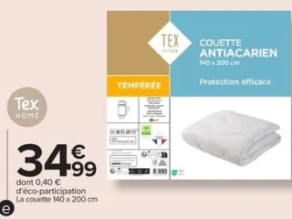 Couette anti-acarienne tempérée Tex Home