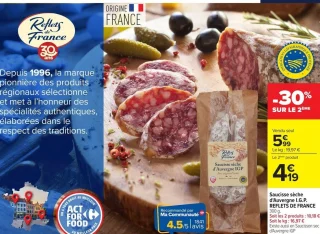 Saucisse sèche d'Auvergne I.G.P. REFLETS DE FRANCE