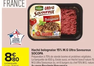 Haché bolognaise 15% M.G Ultra Savoureux SOCOPA