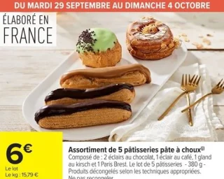 Assortiment de 5 pâtisseries pâte à choux