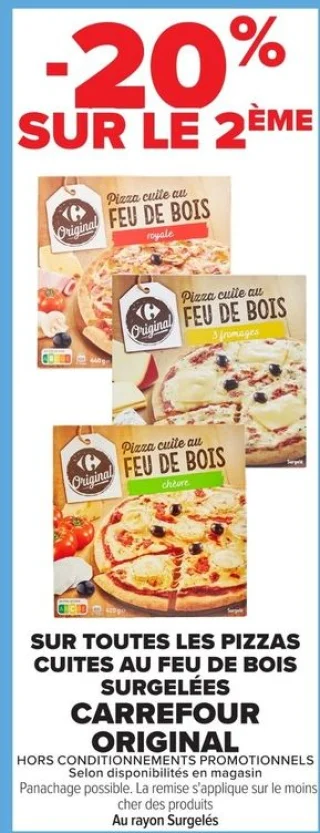Toutes les pizzas cuites au feu de bois surgelées CARREFOUR ORIGINAL