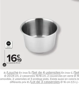 Casserole 16 cm, inox