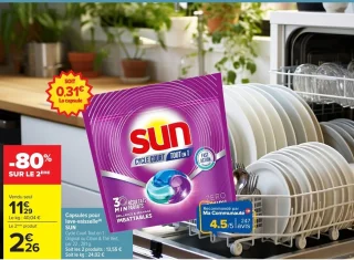 Capsules pour lave-vaisselle SUN Cycle Court Tout en 1 : Original ou Citron & Thé Vert