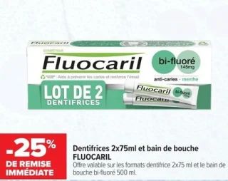 Dentifrices 2x75ml et bain de bouche FLUOCARIL