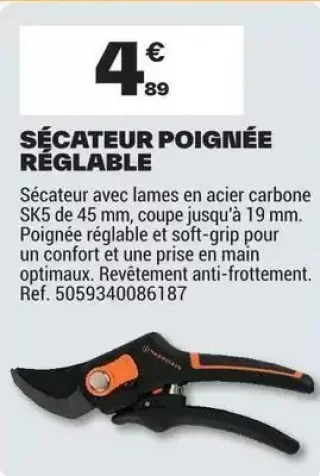 Sécateur Poignée Réglable