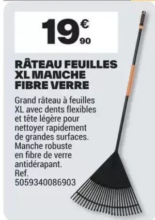 Râteau Feuilles XL Manche Fibre Verre