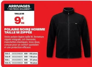 Polaire Noire Homme Taille M Zippée